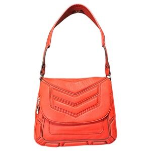 Amiee Kestenberg orange/red leather shoulder bag w/chevron design Women’s purse
